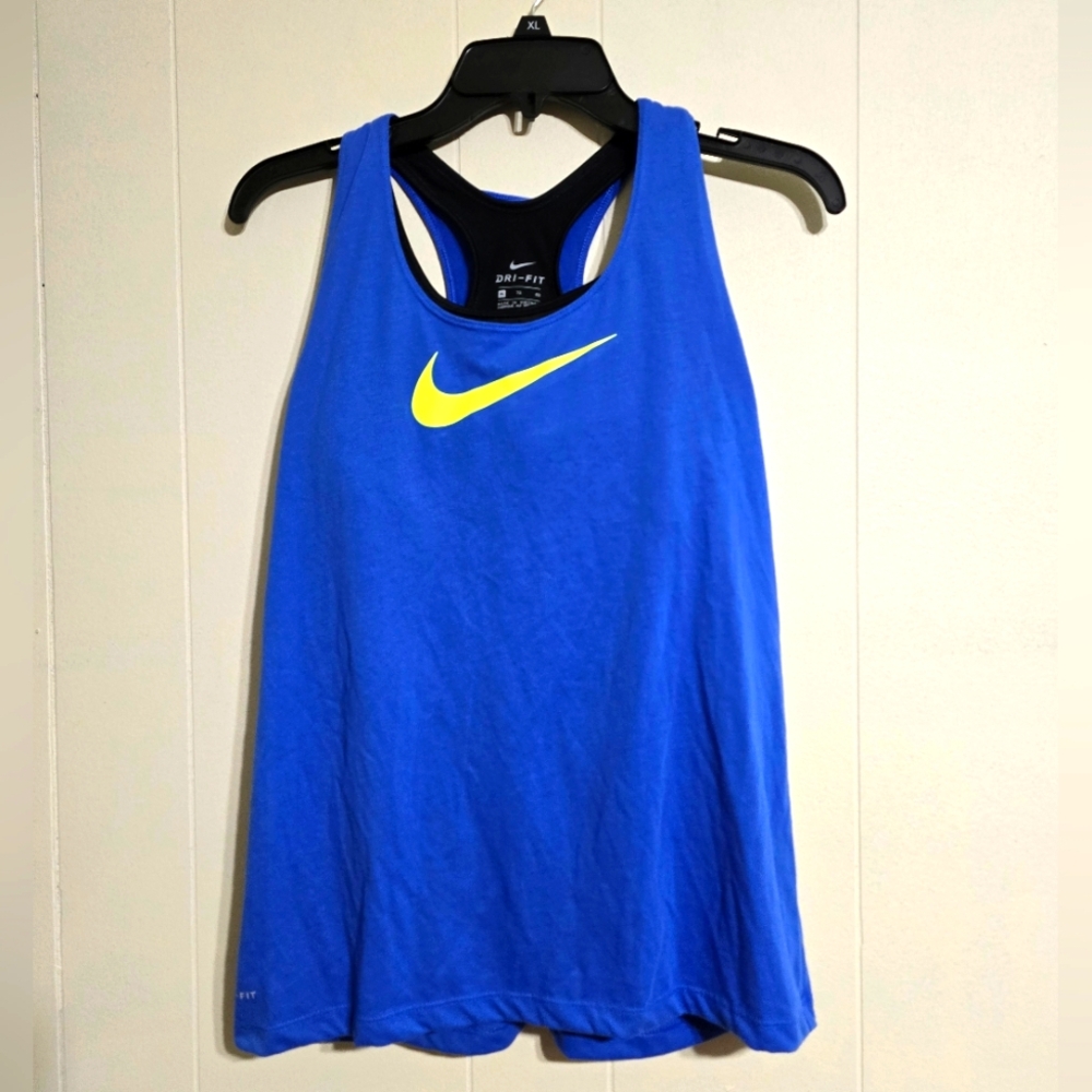 Nike Dri Fit, Youth Blue Tank Top with Built In Bra, Size XL